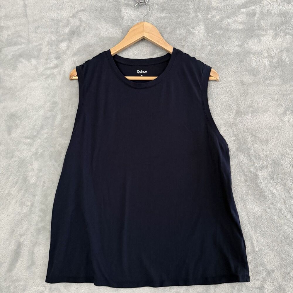 Quince Cotton Modal Muscle Tee Womens XL Navy Sleeveless Minimalist
